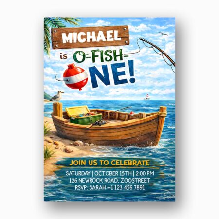 Ofishally One Fishing Boat Lake Sky Pine Forest Water Diy Celebration Card Download