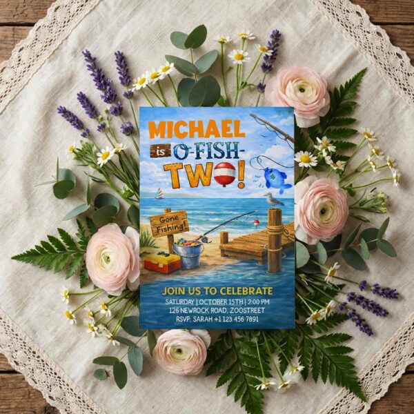 Ofishally Two Fishing Boat Dock Lake Sky Instant Digital Download Card