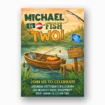 Ofishally Two Fishing Boat Lake Forest Pine Instant Delivery Digital Card