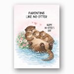 Parenting Like No Otter Sea Otter Family Floral Water Scene Editable High Quality Stationery