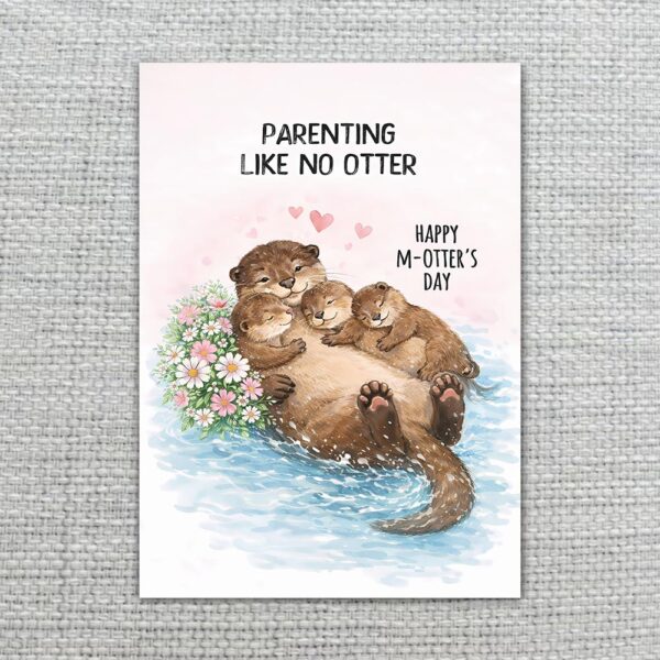 Parenting Like No Otter Sea Otter Family Floral Water Scene Editable High Quality Stationery