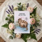 Parenting Like No Otter Sea Otter Family Floral Water Scene Editable High Quality Stationery
