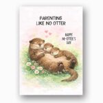 Parenting Like No Otter Sea Otter Family River Bank Art High Resolution Botanical Print