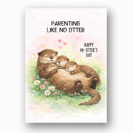 Parenting Like No Otter Sea Otter Family River Bank Art High Resolution Botanical Print