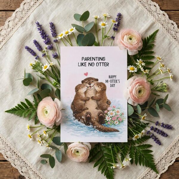 Parenting Like No Otter Sea Otter Hug Water Scene Pun Fully Editable Digital Download