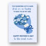 Parenting Shit Is Hard But Lucky To Have You Mothers Day Blue Flower Bouquet Diy Printable Card Stationery