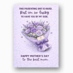 Parenting Shit Is Hard But Lucky To Have You Mothers Day Purple Rose Bouquet Instant Access Editable Stationery
