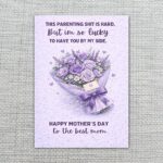 Parenting Shit Is Hard But Lucky To Have You Mothers Day Purple Rose Bouquet Instant Access Editable Stationery