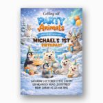 Party Animals Snow Winter Penguin Bear Polar 300 Dpi High Res Printable