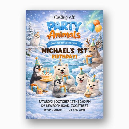 Party Animals Snow Winter Penguin Bear Polar 300 Dpi High Res Printable