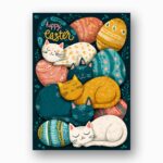Playful Kittens on Easter Eggs Card Funny Cat Lover Easter Gift 300 Dpi High Res Printable