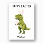 Playful Tyrannosaurus Bunny Card Funny Prehistoric Easter Personalized Digital Stationery