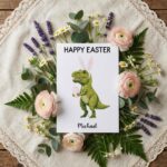Playful Tyrannosaurus Bunny Card Funny Prehistoric Easter Personalized Digital Stationery