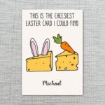 Punny Cheesiest Easter Card Ever Art Funny Food Illustration Editable Botanical Gift Card