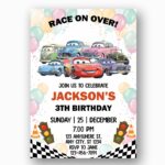 Race On Over Cars Characters Balloons Kids Professional Quality Printable Card