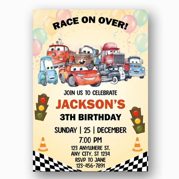 Race On Over Red Race Cars Checkered Flag Fully Editable Digital Download