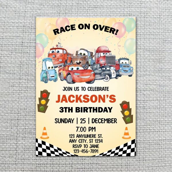 Race On Over Red Race Cars Checkered Flag Fully Editable Digital Download