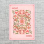 Retro Mom Wow Playing Card Aesthetic Pink Floral Heart Design Ready To Print Digital Card