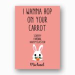 Risque Bunny Carrot Joke Easter Card Playful Pink Innuendo 300 Dpi High Res Printable