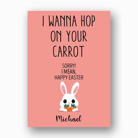 Risque Bunny Carrot Joke Easter Card Playful Pink Innuendo 300 Dpi High Res Printable