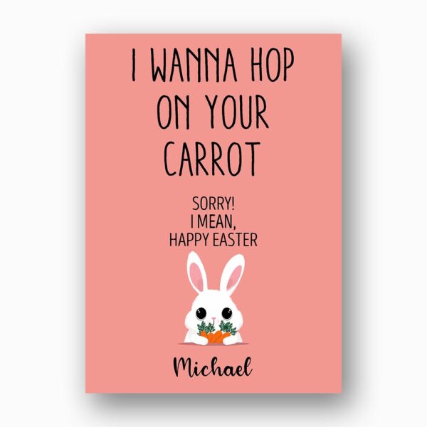 Risque Bunny Carrot Joke Easter Card Playful Pink Innuendo 300 Dpi High Res Printable