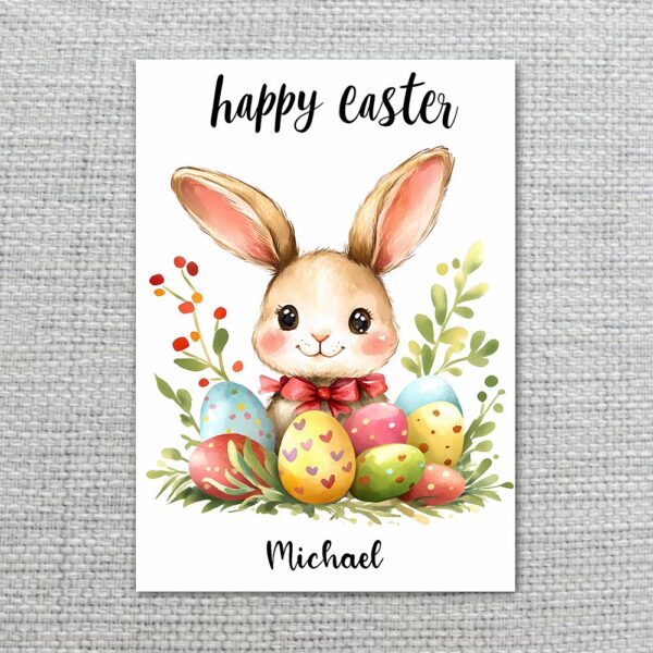 Rustic Bunny with Floral Berries Easter Card Farmhouse Style Illustration Digital File For Home Printing