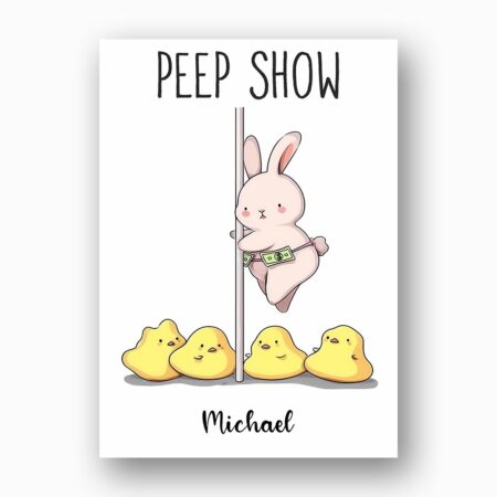 Sarcastic Peep Show Bunny Easter Greeting Adult Humor Holiday Card High Resolution Botanical Print