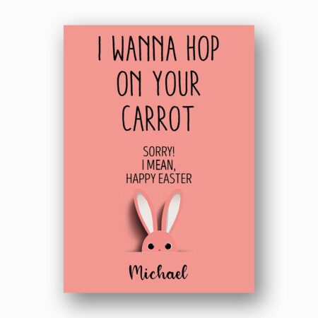 Saucy Rabbit Carrot Pun Easter Greeting Dirty Humor Holiday Diy Celebration Card Download