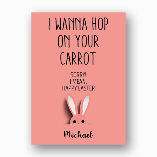 Saucy Rabbit Carrot Pun Easter Greeting Dirty Humor Holiday Diy Celebration Card Download