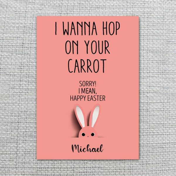 Saucy Rabbit Carrot Pun Easter Greeting Dirty Humor Holiday Diy Celebration Card Download
