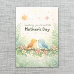 Sending You Love This Mothers Day Birds On Branch Illustration Instant Digital Download Card