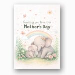 Sending You Love This Mothers Day Elephant Rainbow Meadow Instant Printable Watercolor Card