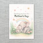 Sending You Love This Mothers Day Elephant Rainbow Meadow Instant Printable Watercolor Card