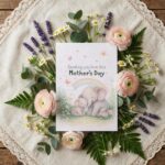 Sending You Love This Mothers Day Elephant Rainbow Meadow Instant Printable Watercolor Card