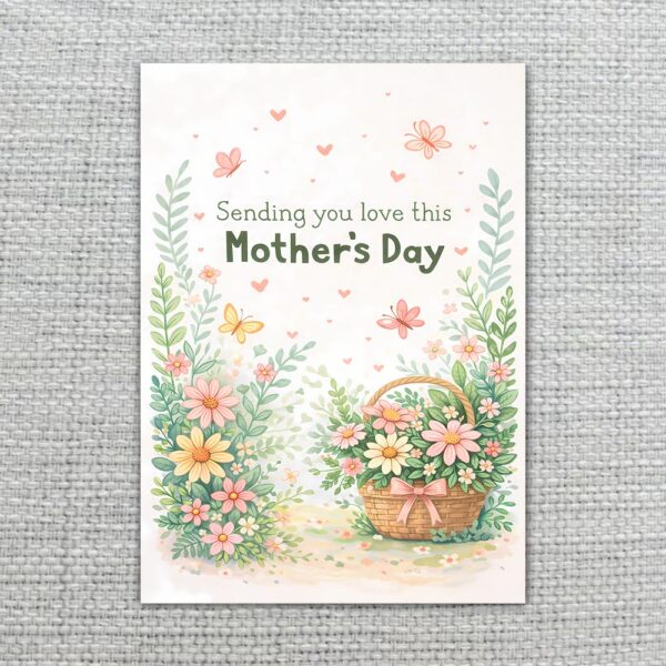 Sending You Love This Mothers Day Flower Basket Meadow High Quality Digital Stationery