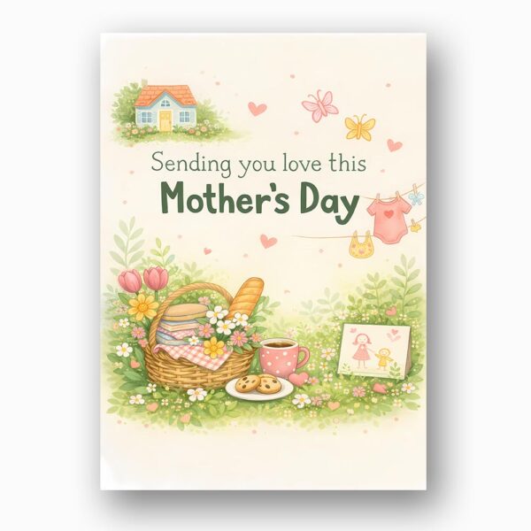 Sending You Love This Mothers Day Picnic Meadow Illustration Last Minute Digital Greeting