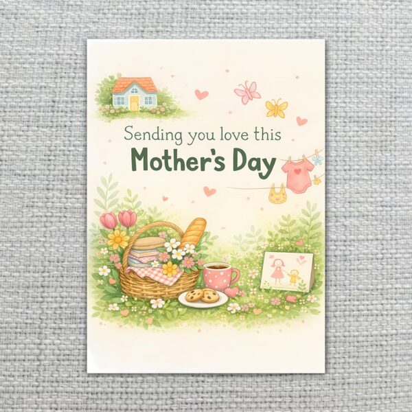Sending You Love This Mothers Day Picnic Meadow Illustration Last Minute Digital Greeting