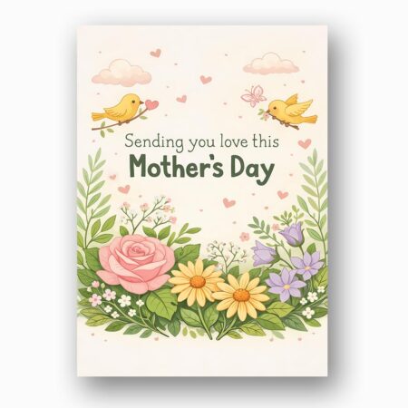 Sending You Love This Mothers Day Rose Floral Meadow Editable Botanical Gift Card