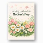 Sending You Love This Mothers Day Tulip Rose Floral Bouquet High Resolution Botanical Print