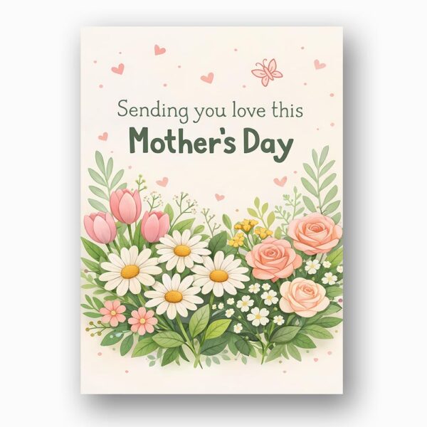 Sending You Love This Mothers Day Tulip Rose Floral Bouquet High Resolution Botanical Print