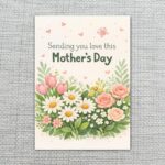 Sending You Love This Mothers Day Tulip Rose Floral Bouquet High Resolution Botanical Print