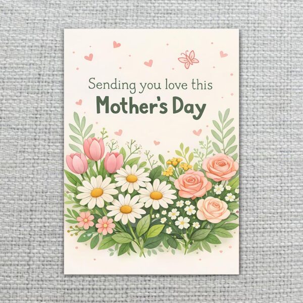 Sending You Love This Mothers Day Tulip Rose Floral Bouquet High Resolution Botanical Print