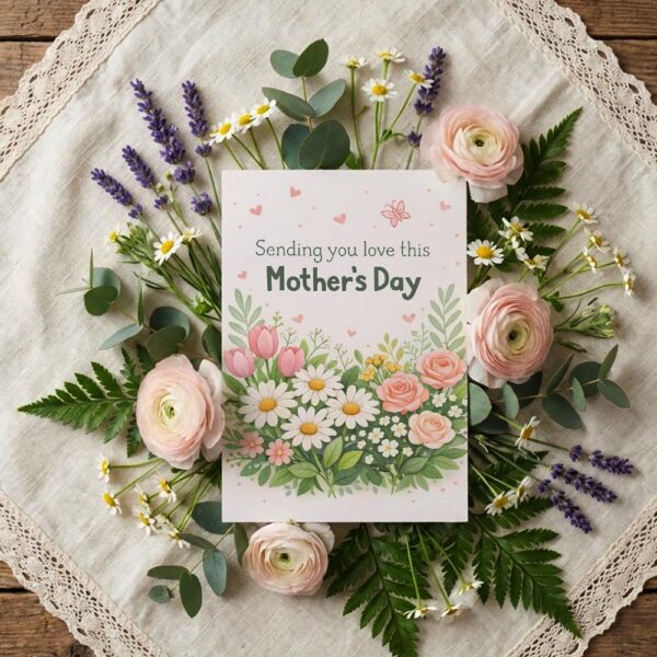 Sending You Love This Mothers Day Tulip Rose Floral Bouquet High Resolution Botanical Print