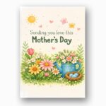 Sending You Love This Mothers Day Watering Can Flowers Art Botanical Watercolor Printable Card