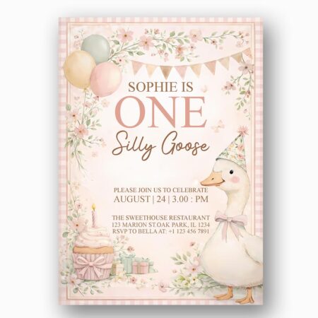 Silly Goose Cream Floral Bunting Instant Digital Download Card
