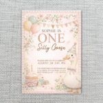 Silly Goose Cream Floral Bunting Instant Digital Download Card