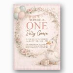 Silly Goose Floral Wreath Pink Flowers Editable Pdf Greeting Download