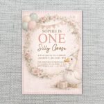 Silly Goose Floral Wreath Pink Flowers Editable Pdf Greeting Download