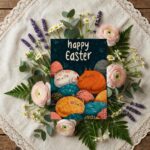 Sleeping Cats Colorful Easter Eggs Card Cute Customizable Digital Keepsake