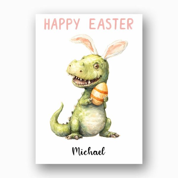 Smiling Dinosaur Easter Joke Card Cute Green Reptile Editable Pdf Greeting Download
